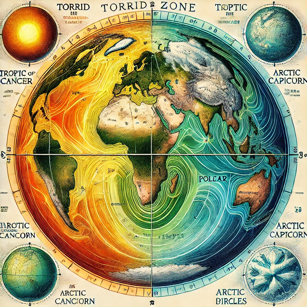 Relation between Latitude and Heat Zones 